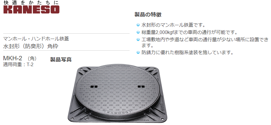 日本限定モデル】 カネソウ マンホール ハンドホール鉄蓋 MWA-6D-500 角枠 1032530600 密閉形 ボルトロック式 T-6  時間指定不可