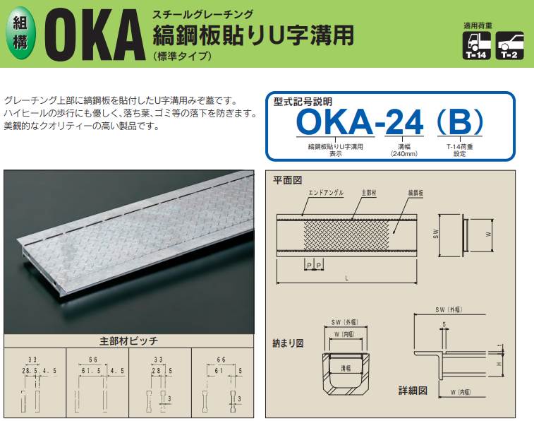 奥岡製作所 ステンレス製組構式グレーチング OSG4 38-45H-P10 - 3