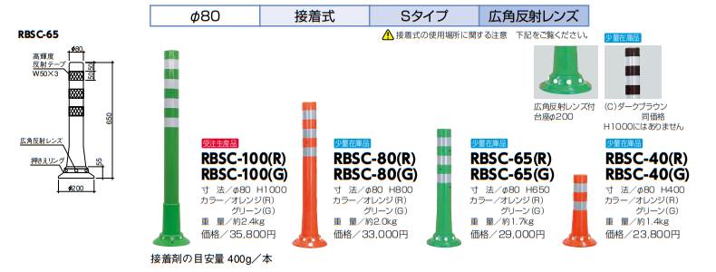 無料長期保証 サンポール ガードコーン RBSS-65 R φ80 接着式